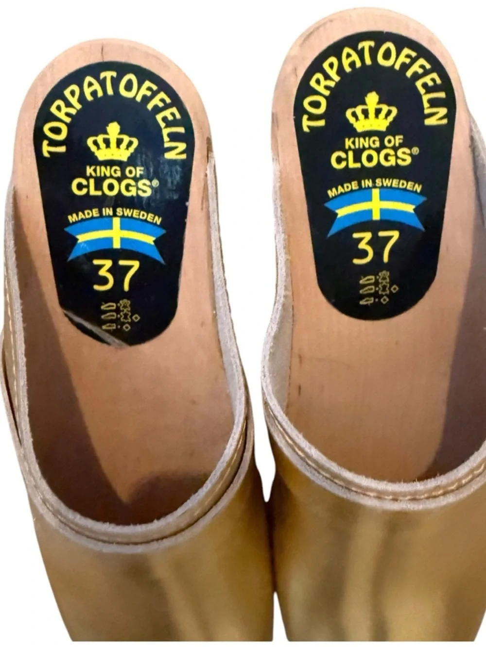 Torpatoffeln Swedish Gold Metallic Leather Slip-On Clogs. EU 37. - Picture 10 of 11